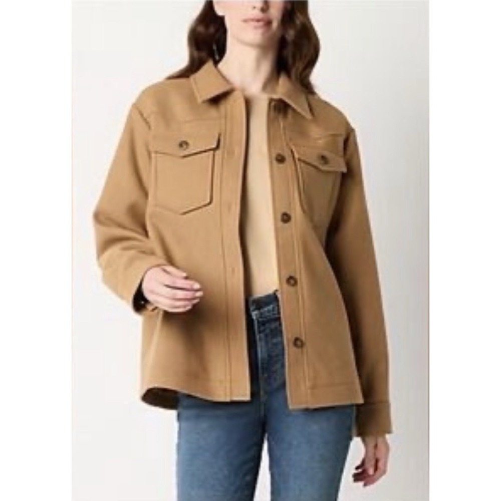 A.n.a Women's XL Shirt Jacket Tan Contemporary Bohemian Casual